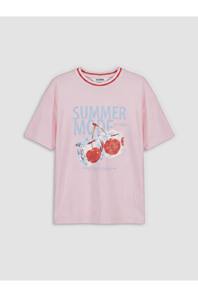 LC Waikiki Crew Neck Printed Girl's T-Shirt