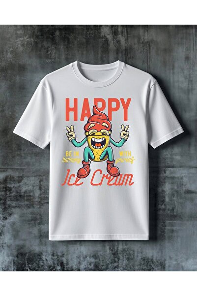 COMVİCHO Happy Ice Cream Printed Oversize T-Shirt