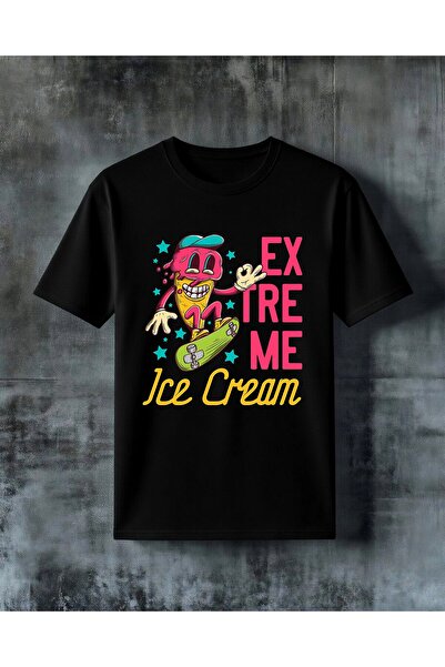 COMVİCHO Extreme Ice Cream Printed Oversized T-Shirt