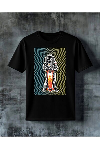 COMVİCHO Astronaut Skateboard 10 Printed Oversize T-Shirt