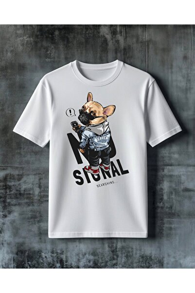 COMVİCHO Signal Searching Kopek Printed Oversize T-Shirt