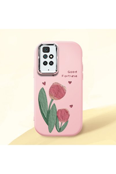 ucuc Redmi 10 4g Compatible Shock-Absorbing Camera Protected Pink Silicone Case