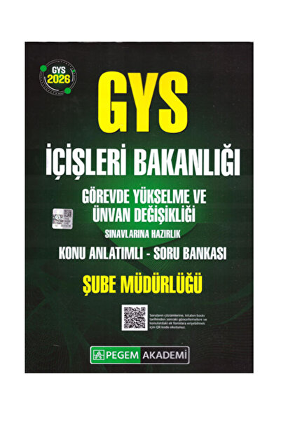 Pegem Akademi Yayıncılık 2026 GYS İçişleri Bakanlığı Şube Müdürlüğü Şube Müdü...