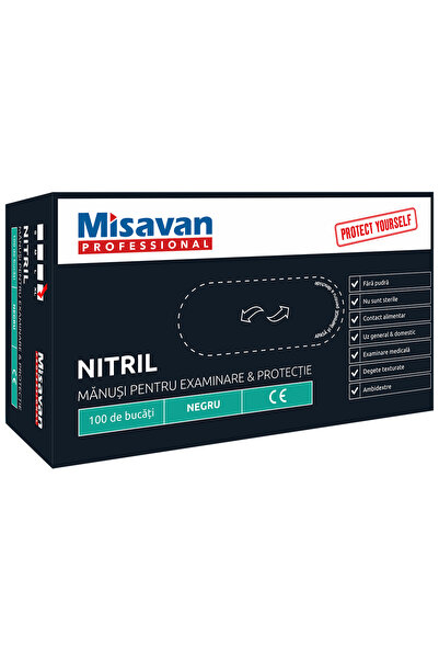 Misavan Misavan disposable nitrile gloves, size XL, black, 100 pcs/set