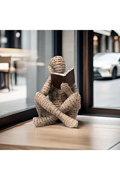 Choice B One abstract letter-shaped male reading figurine statue - A unique "...