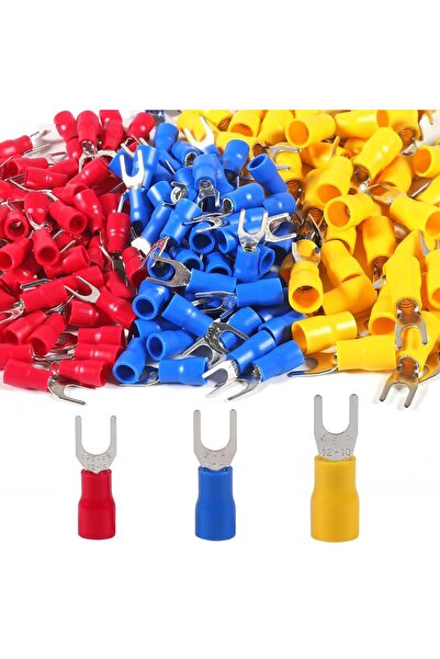Choice1 Mix Three Colors 100Pcs U-Type Fork Spade Wire Connectors Insulated C...