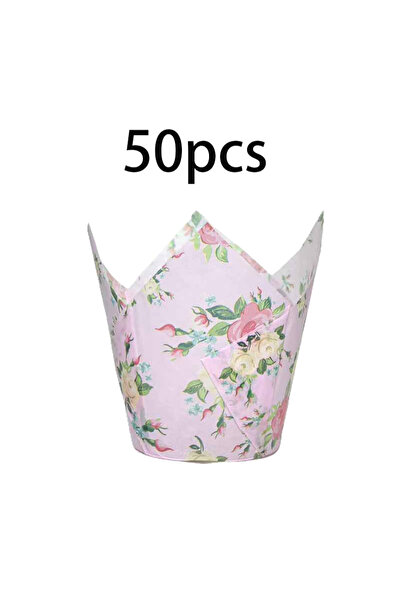 choice2 Pink ♥Floral Tulip Cupcake Liners - 50PCS Baking Cups for Wedding & P...