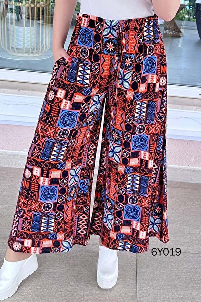 İnce Topuk Pocketed Casual Viscose Pants 6Y019