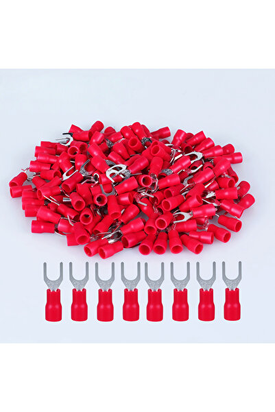 choice2 Red 1.25-4 100Pcs U-Type Fork Spade Wire Connectors Insulated Crimp T...