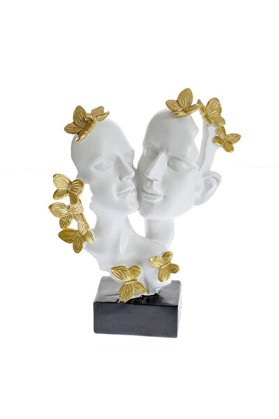 meli melo Statueta alba cu accente aurii "Armonie cu fluturi"