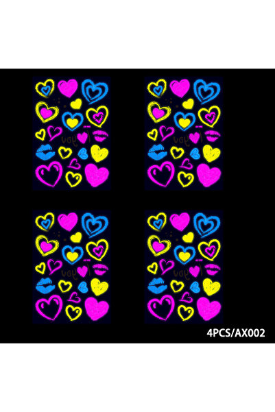 Choice6 AX002-4 قطع ملصقات وشم مؤقتة فلورسنت مضيئة تتوهج بالأشعة فوق البنفسجي...