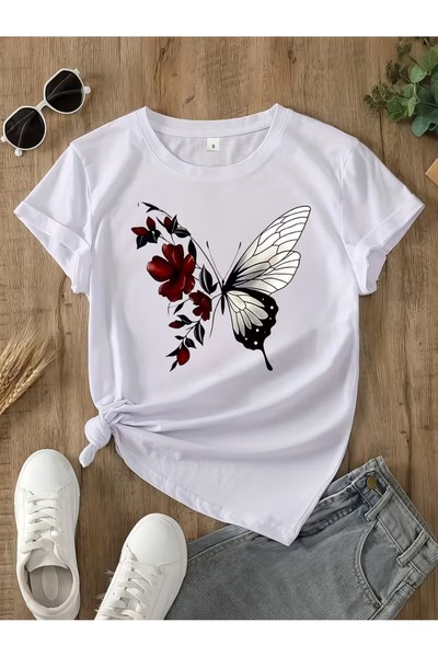 PAVRO Tricou cu imprimeu mixt pentru femei, confortabil, cu croială lejeră