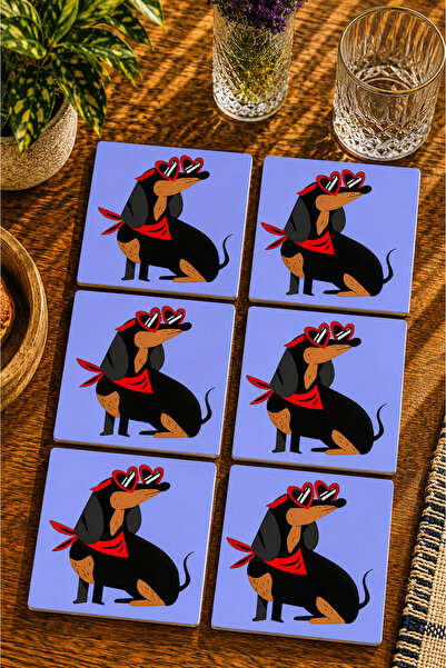 JHAAR Dog with Sunglasses Design Modern Set of 6 Coasters - Uv Printing Mdf -...