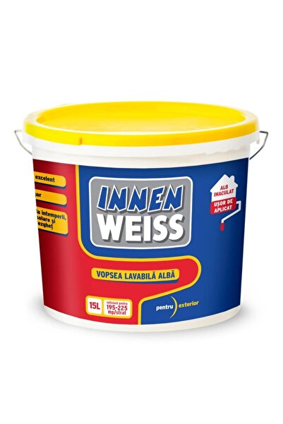 WEISS Vopsea lavabilă pentru exterior, 15L, ALB INTERIOR, alb / EXT10132