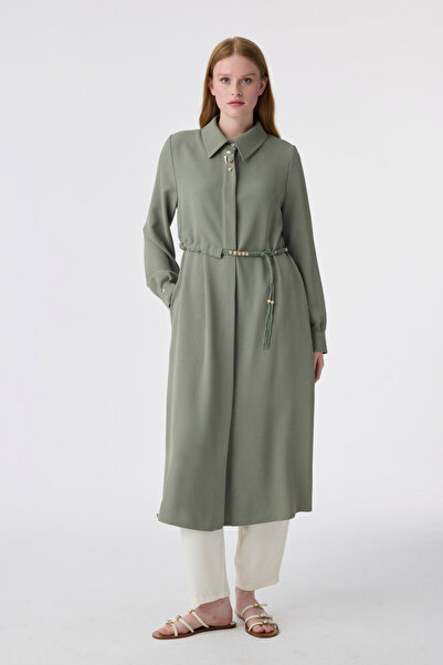 Zühre Collared Belted Button Detailed Çağla Giy Çık 0353