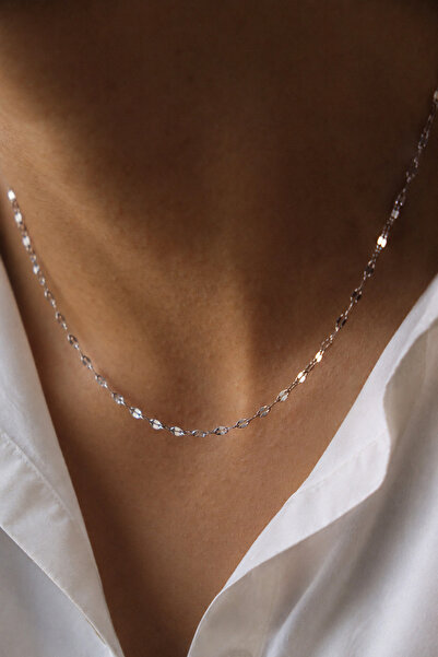 Tixy Pixy 316L Stainless Steel Lip Chain Silver Necklace Mirrored Women's Nec...