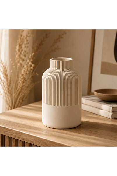 zen atelier Japandi Dekoratif Vazo 22 CM | Modern Minimal Masa ve Dresuar Objesi