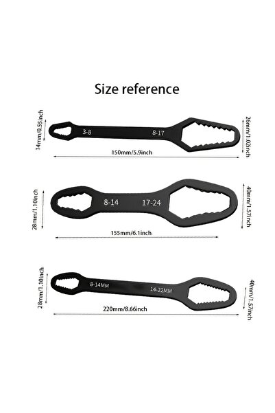 Choice banshou3 3Pcs Black Double-Head Wrench Kit, High-Hardness Steel, Adjus...