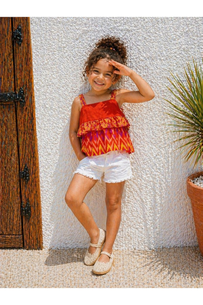 nk kids 1-4 Years Old Ethnic Patterned Tshirt Orange