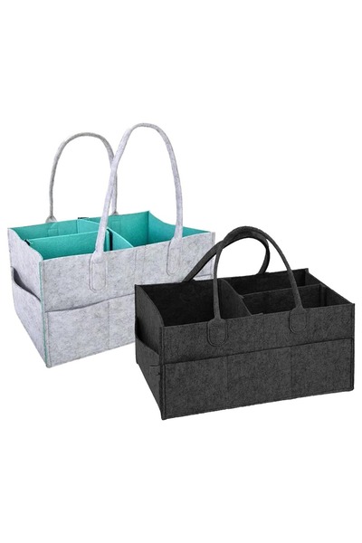 STAR BABiES - Diaper Caddy Organizer Pack Of 2 - Grey & Black