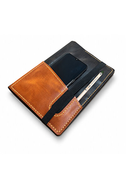Bilikolik Hakiki Deri A5 Defter Kılıfı, El Yapımı, Telefon Cepli Ajanda Organ...
