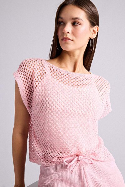 DeFacto Regular Fit Kayık Collar Openwork T-Shirt H6334Ax26Sm