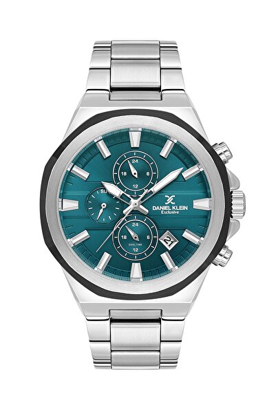 Daniel Klein Dial Green Band Silver Color 44 mm Inner Indicators Active Men's...