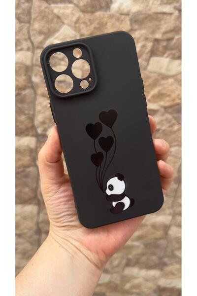 Vip Case iPhone 14 Pro Max Uyumlu Kalpli Panda Desenli Silikon Darbe Emici Kl...