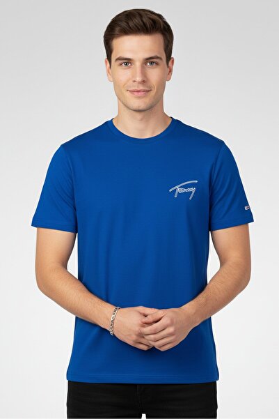 Tommy Hilfiger Tommy Jeans Men Crew Neck Embroidered Logo Short Sleeve T-Shir...