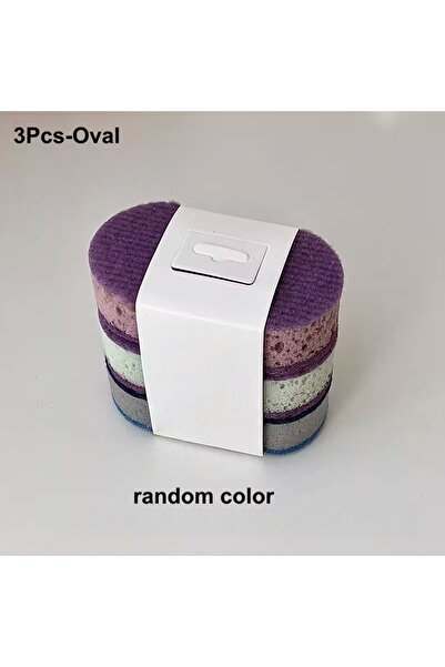 Choice 3Pcs-Oval 3Pcs Cleaning Tools Dishwashing Sponge Wood Pulp Cotton Colo...