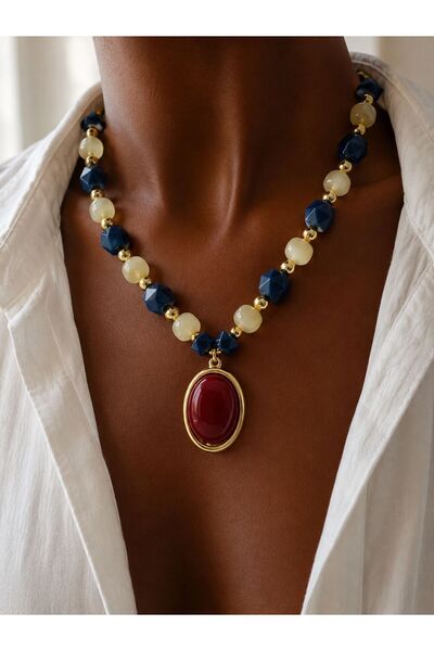 Semaya Atelier Oval Detaylı Boncuk Kolye