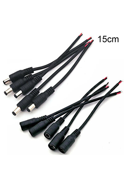 Choice1 Line Connector 5pairs 5.5mm x 2.1mm Black DC Plug Jack Connector Cabl...