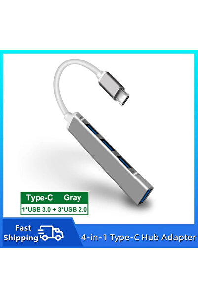 Choice محول USB متعدد المنافذ من النوع C باللون الرمادي، 4 منافذ، محول USB 3....