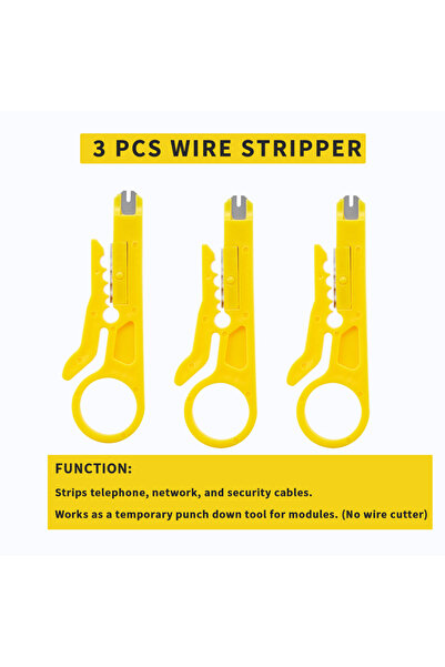 Choice1 Yellow-3Pcs 3-Pack Wire Stripper with Punch Down Function, Multi-Use ...