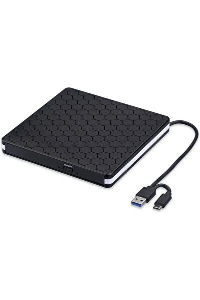 Choice محرك أقراص CD/DVD خارجي أسود للابتوب، محرك أقراص محمول USB 3.0 USB-C ل...
