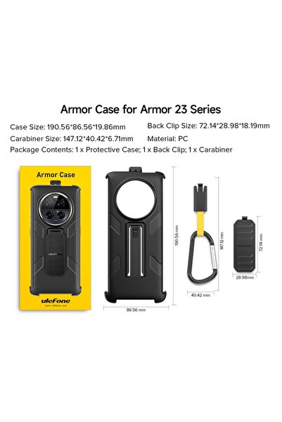 Choice Black Ulefone Back Clip Phone Case with Carabiner For Ulefone Armor 23...