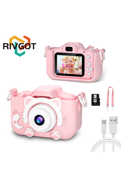 choice2 Pink With 32G Card Kids Camera for Girls 1080P HD Toddlers Digital Vi...