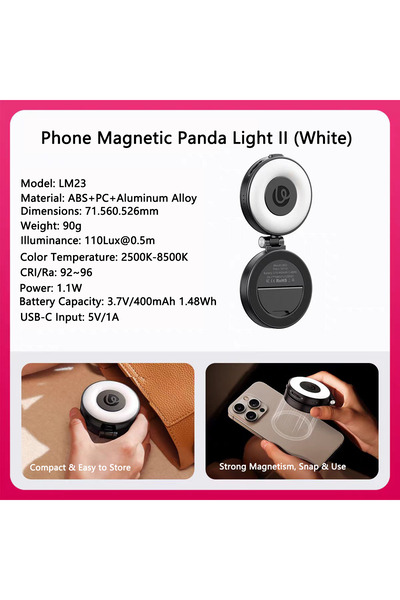 Choice1 ضوء LED ناعم مغناطيسي محمول من Ulanzi LM23 أسود اللون مع علبة، 3 مستو...