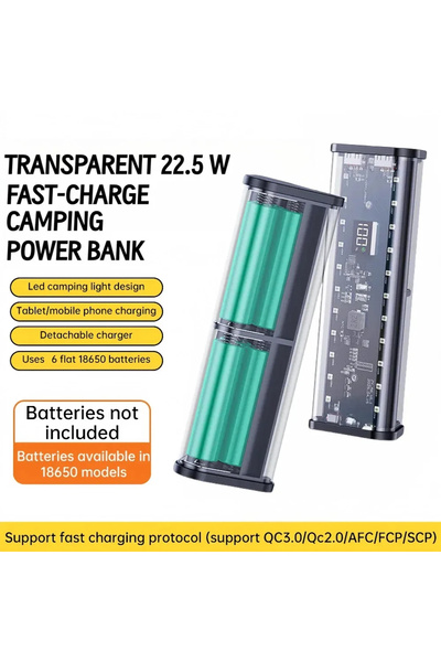 Choice black 6*18650 Transparent Shell Power Bank Case 22.5W Fast Charging De...