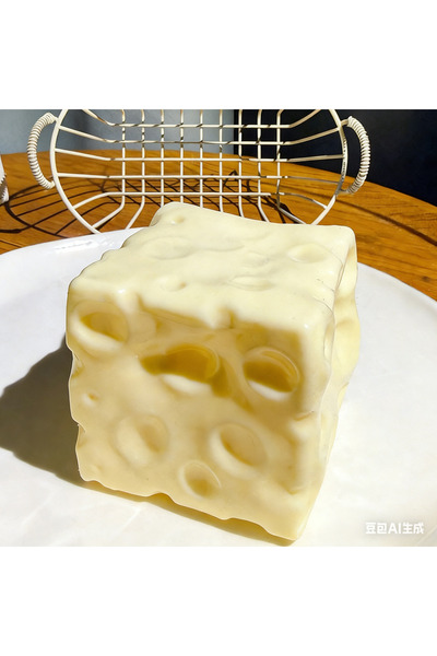 Choice1 1Pc Soft Flour Style Cheese Cube Shape Squeeze Toy - Slow Rebound Pin...