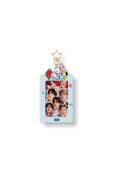 Choice6 حامل بطاقات BTS Kawaii BT21 مع سلسلة مفاتيح، قلادة لتخزين البطاقات، ح...