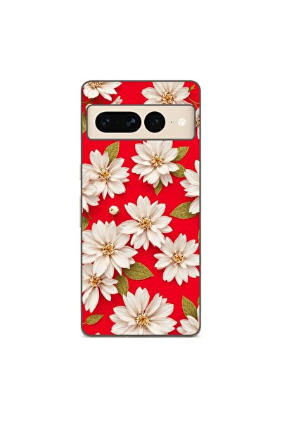 OEM Husa compatibila cu Google Pixel 7 Pro Silicon Gel Tpu Model White Flower...