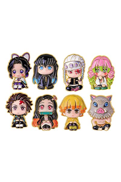 Choice بانداي 8 قطع دبابيس وشارات أنمي قاتل الشياطين اللطيفة، شخصيات تشيبي تا...