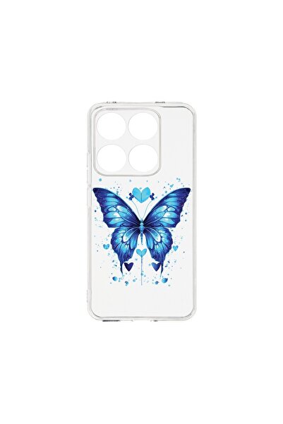 bestcase Θήκη για Xiaomi 14T, BestCase™ Διαφανής Σιλικόνη 2MM, Μπλε Πεταλούδα...