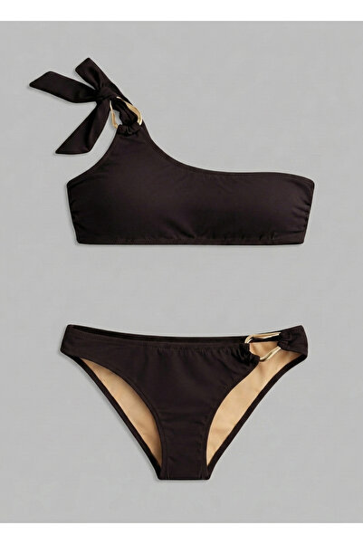BRANDHILLS Kahve Renk Aksesuarlı Straplez Bikini Takım