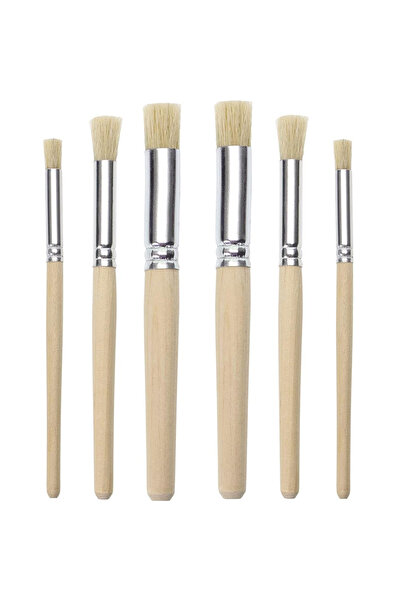 Choice 6pcs Bristle 6/12pcs Wooden Stencil Brush Natural Bristle Wood Templat...