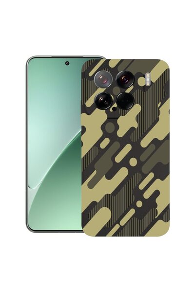 bestcase ¬Æ Husa pentru Xiaomi 15, Green Camouflage, Slim Silicon 0.8MM, Anti...