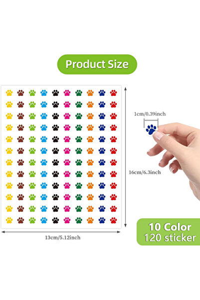 Choice 1cm-1200pcs 1200 Pcs Mini Paw Print Stickers, Cute Dog Puppy Paw Print...