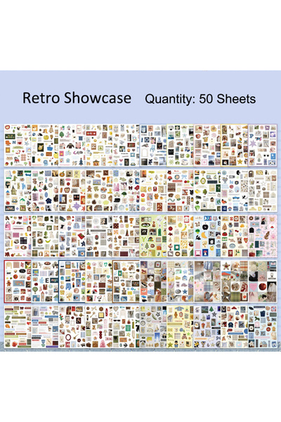 Choice Retro Showcase 50 Sheets Retro Cartoon Sticker Book Paper Aesthetic De...