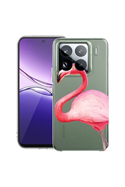 bestcase Прозрачен тънък силиконов калъф, съвместим с Xiaomi 15 Pro, Розов фл...